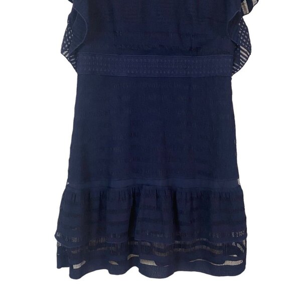 Foxiedox Tiered Lace Panel Sheath Lace Cocktail Dress Navy Blue - Picture 3 of 10
